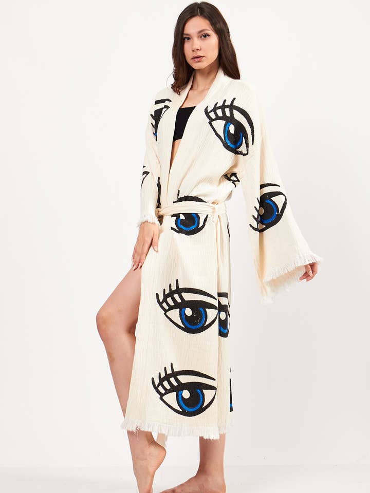 Yaz Concepts – wholesale Kimono – Women's – Eye Print Bathrobe | Festival Kimono | Evil Eye Clothing11