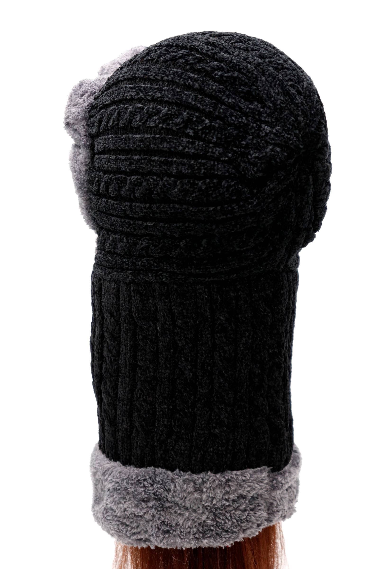 Cap Zone - Wholesale Balaclava - Women's - Velvety Chenille Knitted Sherpa Fleece Balaclava4