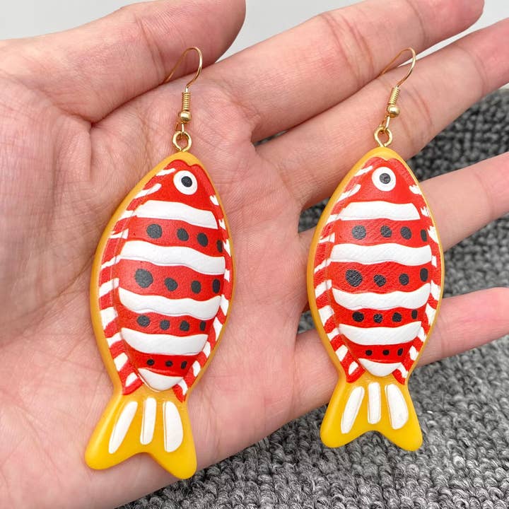 Acrylic Clown Fish Dangle Earrings for wholesale by Mio Queena