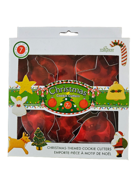 Fox Run Brands - Wholesale Cookie Cutter - Fox Run Christmas Cookie Cutters, Set of 7, 1" x4.25" x3.5"4