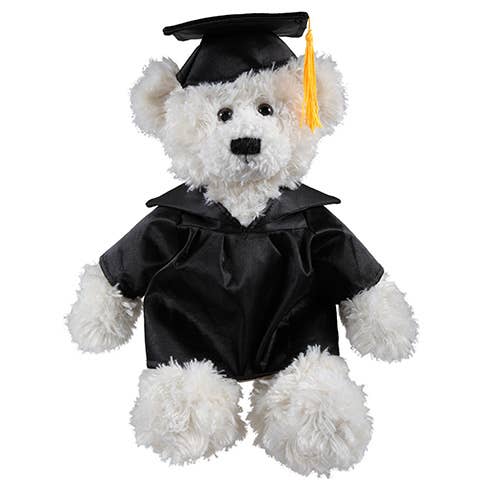 Plushland – Großhandel Kuschel-/Plüschtier – Kind & Baby – 12″ Abschluss Plüschbär mit Locken in Creme im maßgeschneiderten Talar und Hut8