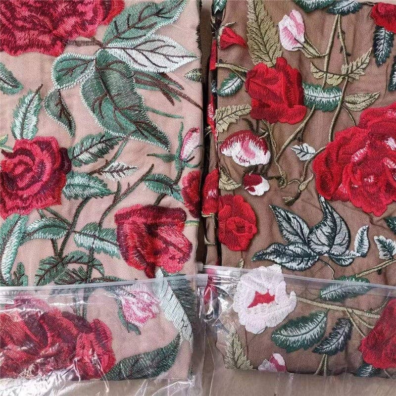 FurDecoration - Wholesale Dress - Women's - Mock Neck Peony Embroidered Bodycon Dress2