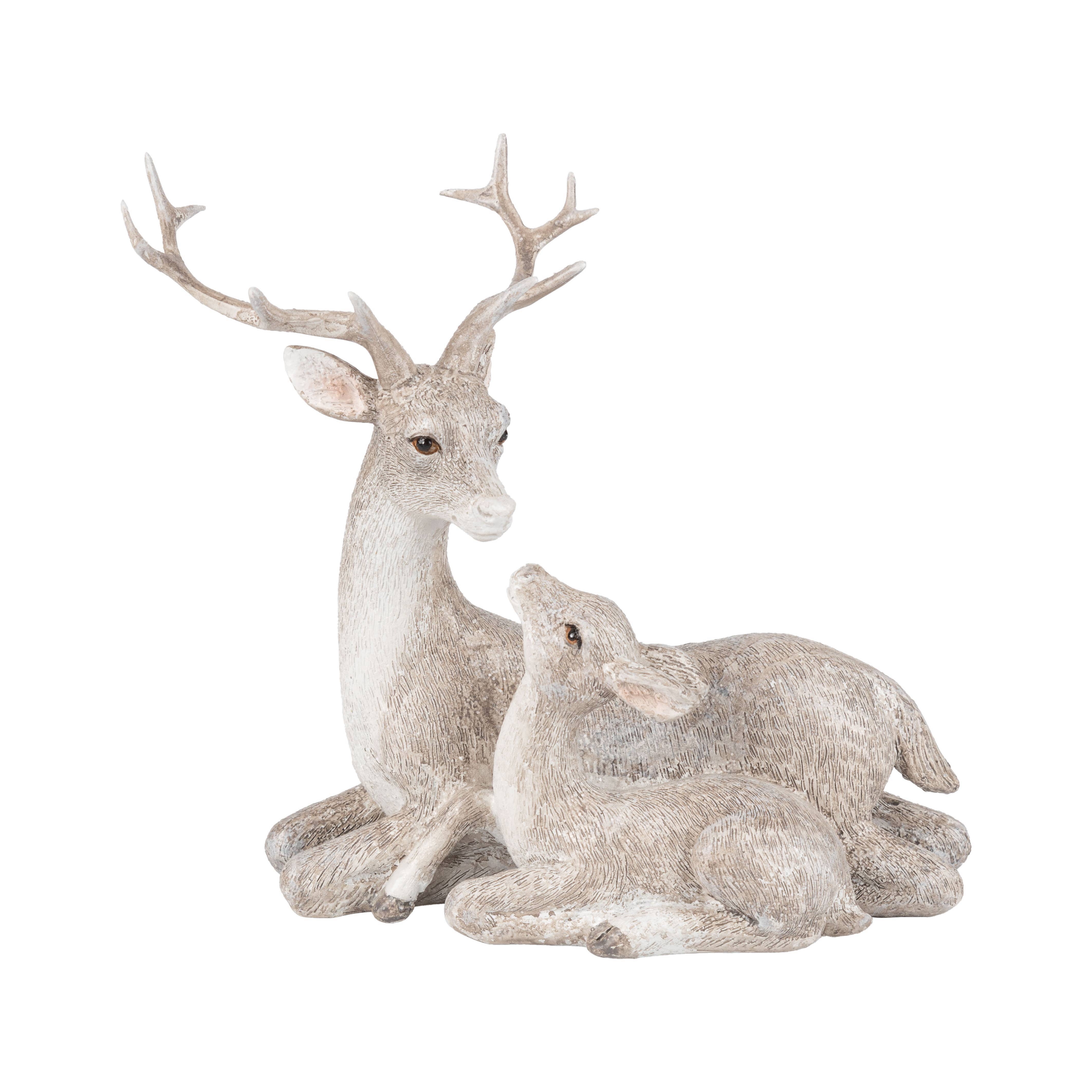 Silver Tree Home & Holiday - Wholesale Decorative Figurine - A73378: Resin stag&fawn tblepce,7in0