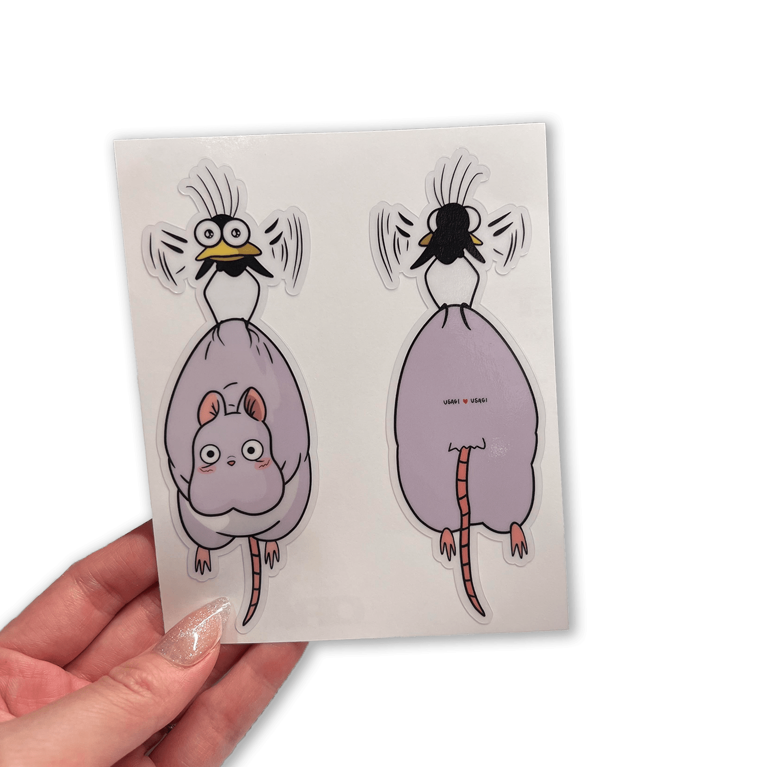 Usagi x Usagi, LLC - Venta al por mayor Pegatina - PEGATINA TRANSPARENTE DE VINILO DE "EL VIAJE DE CHIHIRO" (RATÓN Y PÁJARO)1