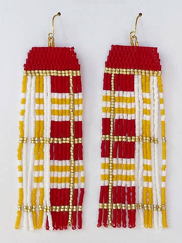 Kansas City Chiefs Plaid Fringe Earrings for wholesale by uncommon milkweed