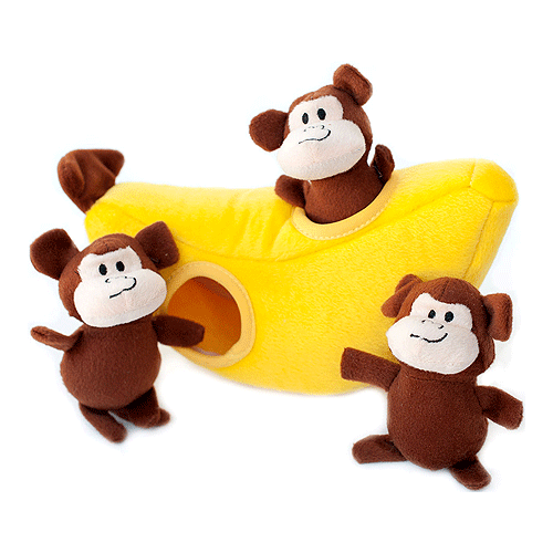 King Wholesale Pet Goods - Wholesale Pet Plush Toy - Dog - ZIPPYPAWS Zippy Burrow Monkey n Banana0