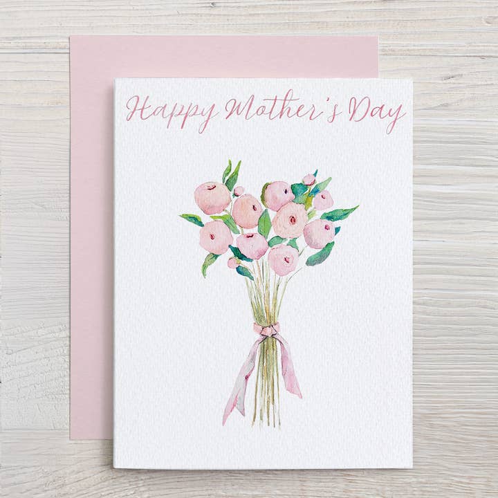 Watercolor Mother's Day Card: Peonies Bouquet for wholesale by Waterline Studio