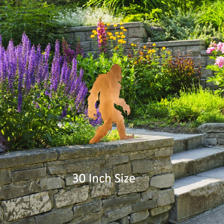 Crooks Designs - Wholesale Outdoor Ornament/Decor - BigFoot Walking Metal Yard Art Statue, Rust Finish