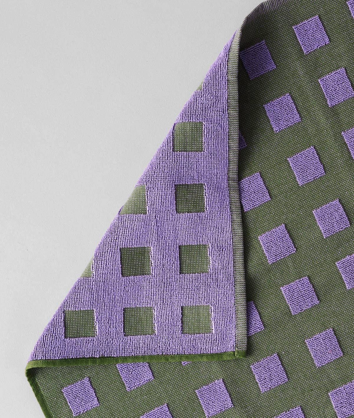 Wrap (US duties paid) – wholesale Tea towel – Squares Woven Terry Tea Towel – Olive/Lilac