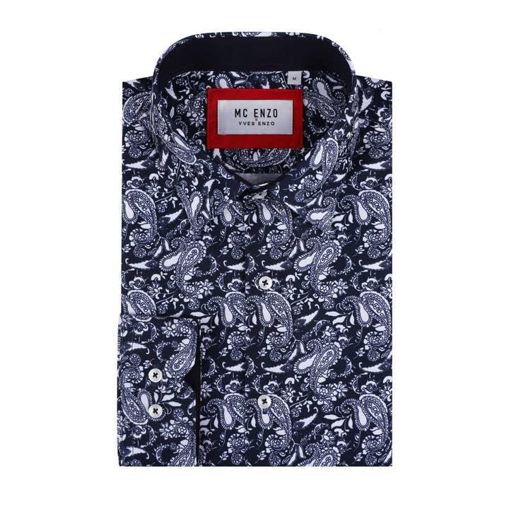 Camisa PAISLEY corte recto - Marino para venta al por mayor de Yves Enzo