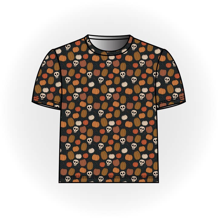 T-shirt basique Skully Pumpkin Patch pour la vente par Quirky Kid Handmade
