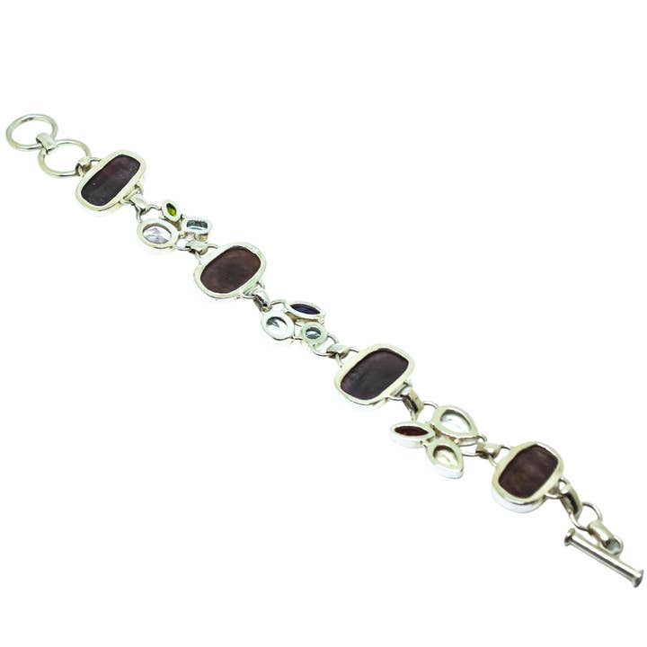 Quasar Gems USA – wholesale Charm/dangle bracelet – Pink Sapphire Multi Gemstone Bracelet Sterling Silver 925 5