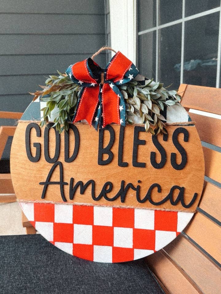 God Bless America Door Hanger for wholesale by MaeLynn’s