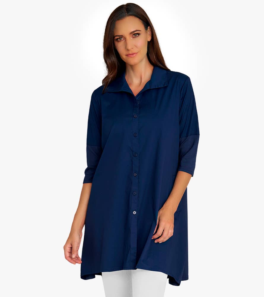 Stella Carakasi - Wholesale Tunic - Women's - Women's 3/4 Sleeve A-Line Cotton Poplin Tiburon Tunic Icon30