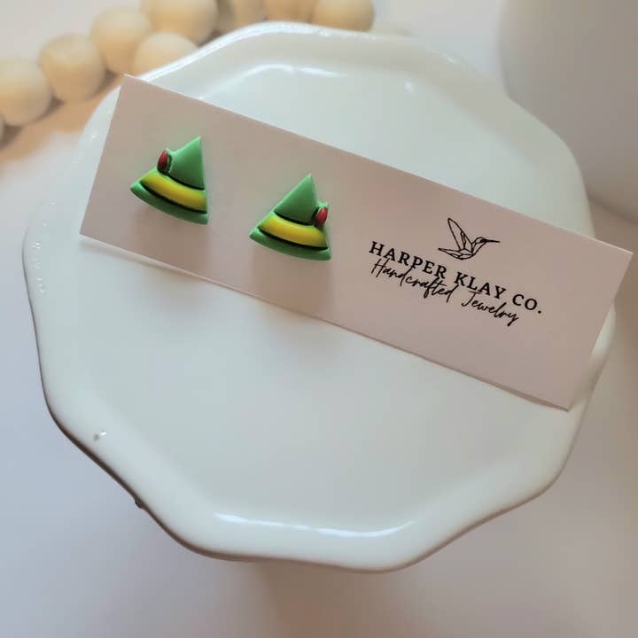 Harper Klay Co - Wholesale Stud/Post Earrings - The Elf Studs- Christmas Polymer Clay Earrings