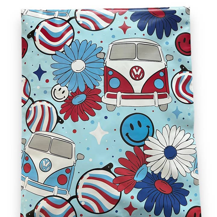 Trendy Chick Mailers - Wholesale Envelopes - 10x13 Groovy Patriotic Poly Mailer