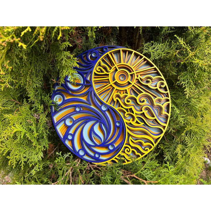 Mandala Wall Art, Sun And Moon, Spiritual Décor for wholesale by BHDecor