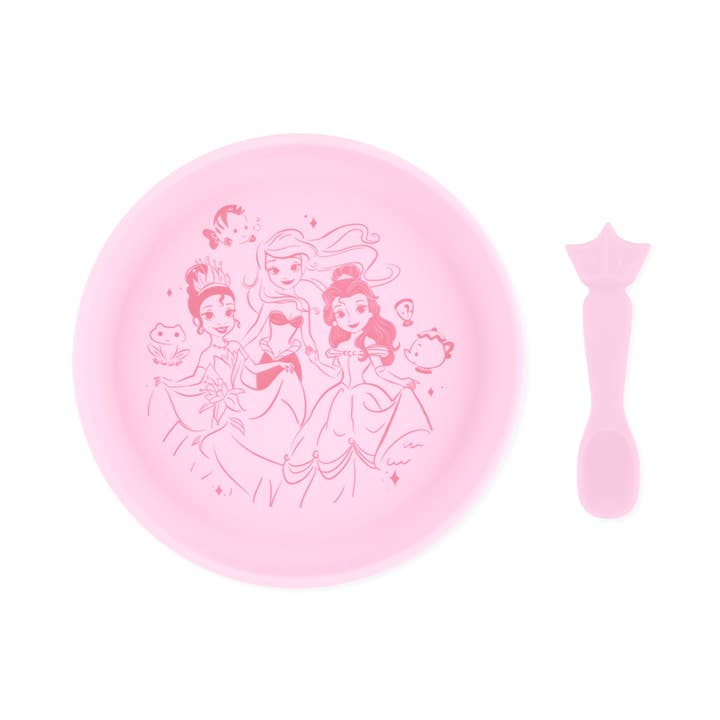 Ensemble assiette et cuillère en silicone : Disney Princess pour la vente par Bumkins