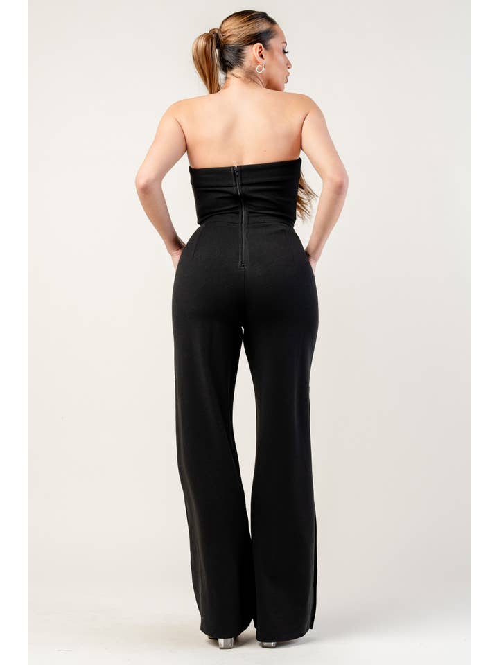 PRIVY - Wholesale Jumpsuit - Women's - PJKS11245RTP_KNIT STRETCH CREPE SLEEVELESS TUBE TOP SLIT HIGH JUMPSUIT7