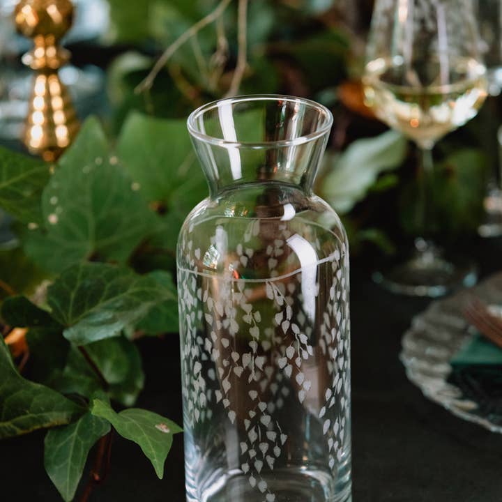 Silver Birch Etched Drinks Carafe 1L and other Purchase Wholesale glassware vases. Free Returns & Net 60 Terms on Faire trending on Faire.