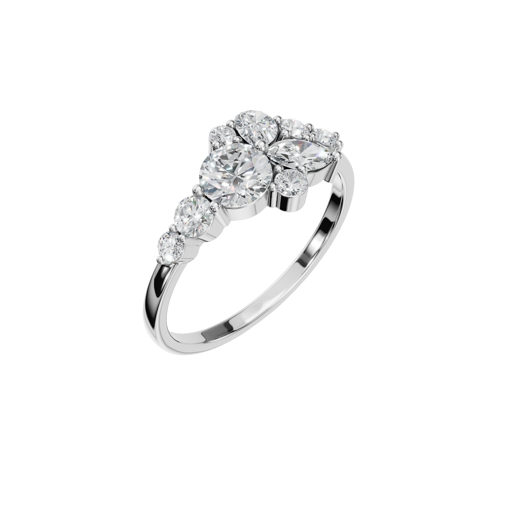 PureYou Jewelry – wholesale Ring med flera stenar – 14K Guld Diamantklusterring, Stapelbar Ring, Vigselring11