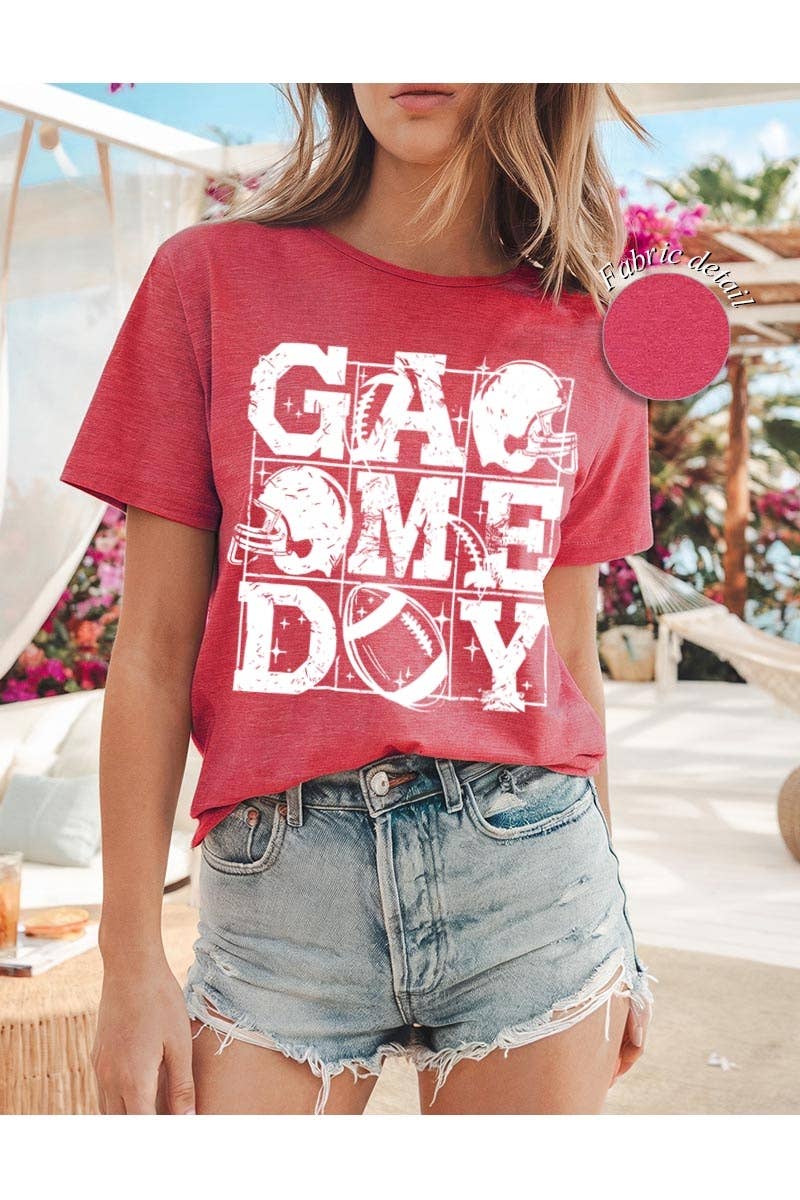 COLORBEAR - Wholesale T-Shirt (Graphic) - Women's - Distressed Game Day Graphic Heavy Cotton Tee12