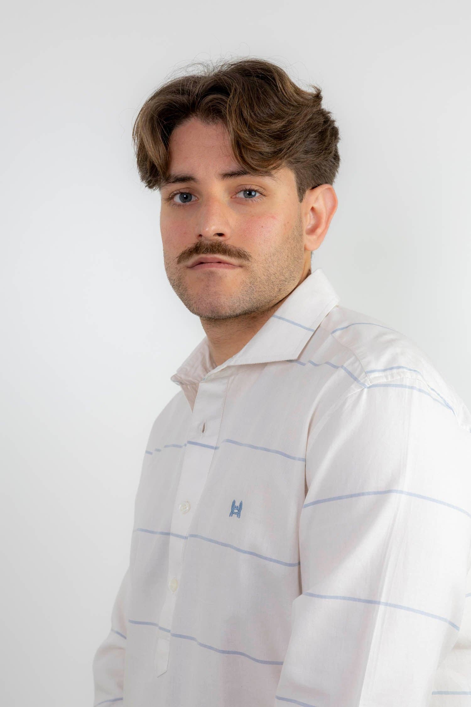 Custi Mikelo: Made in Spain - Wholesale Shirt - Men's - Blue Striped T-shirt | Palermo3