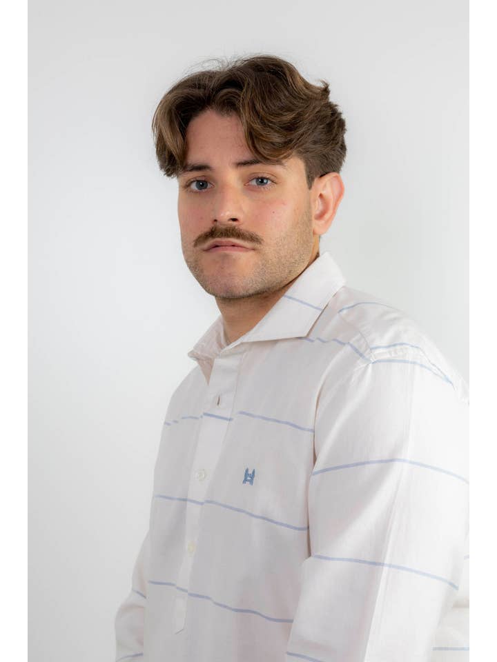 Custi Mikelo: Made in Spain - Wholesale Shirt - Men's - Blue Striped T-shirt | Palermo3