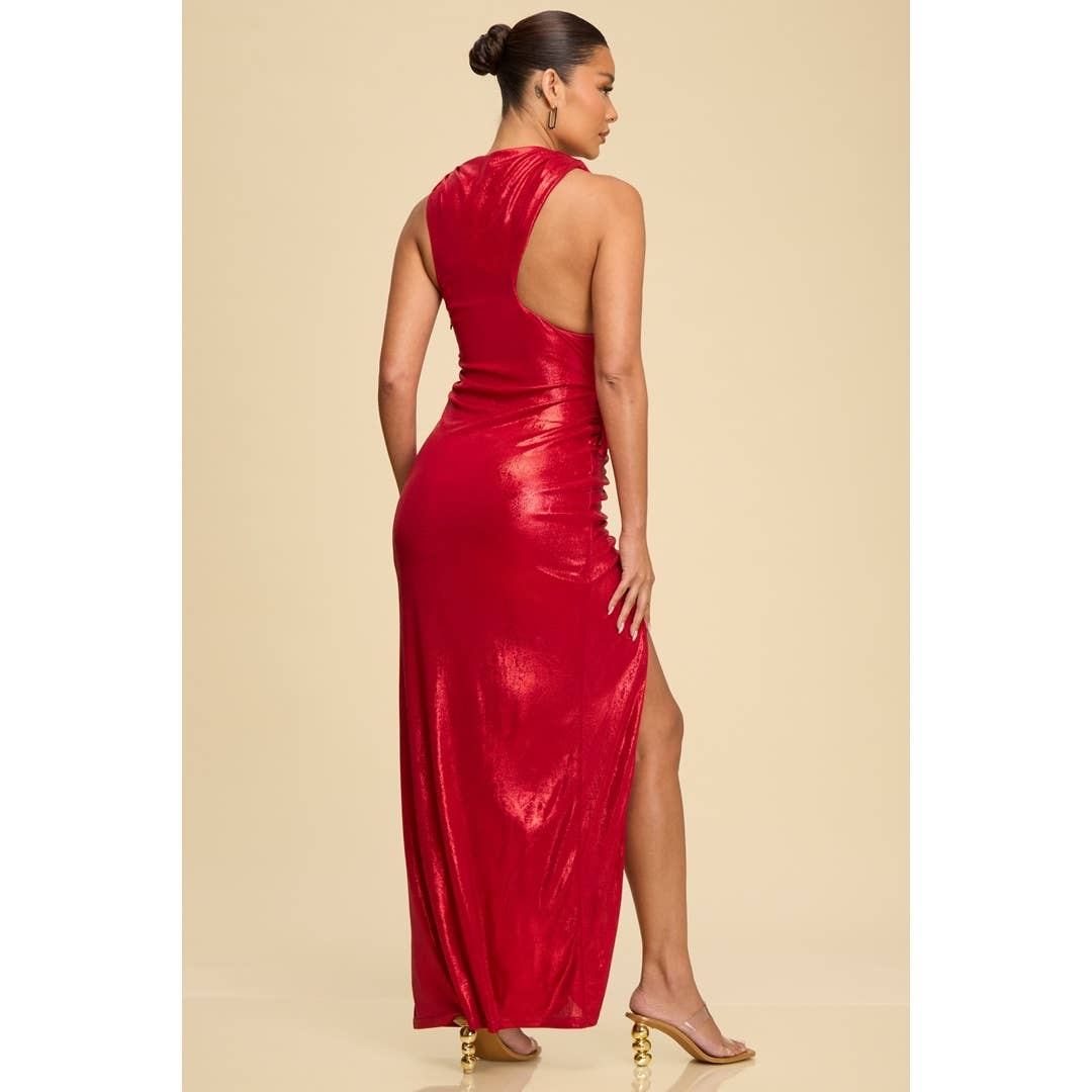 Luxxel – wholesale Dress – Women's – COWL SIDE TIE KNOT JERSEY DRESS1