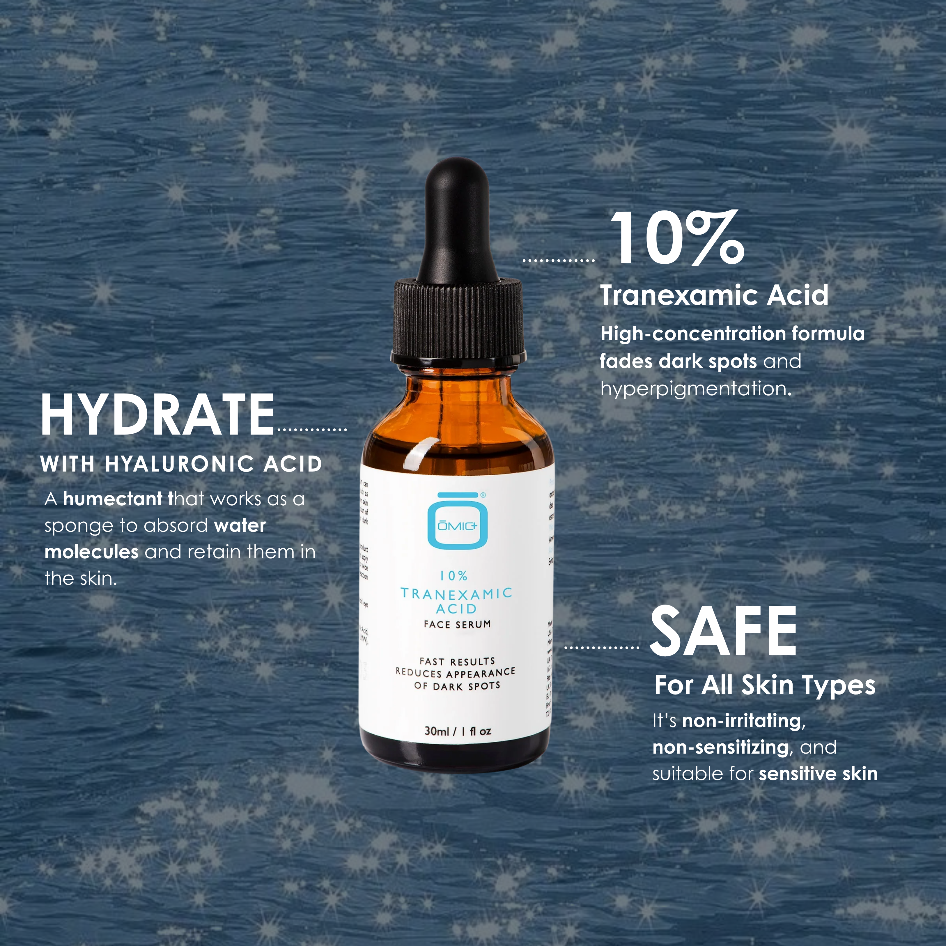Omic Skincare – Engroshandel Ansigtsserum – OMIC+ 10 % traneksamsyre serum 30 ml – pleje mod mørke pletter3