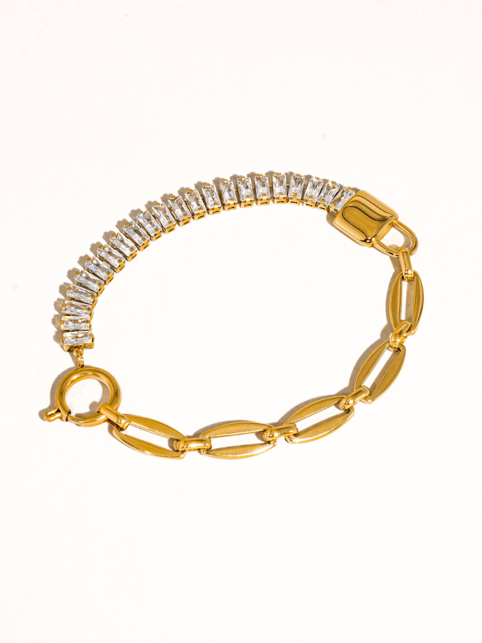 Benson 18K Gold Non-Tarnish Rhinestone Chain Bracelet for wholesale on Faire3