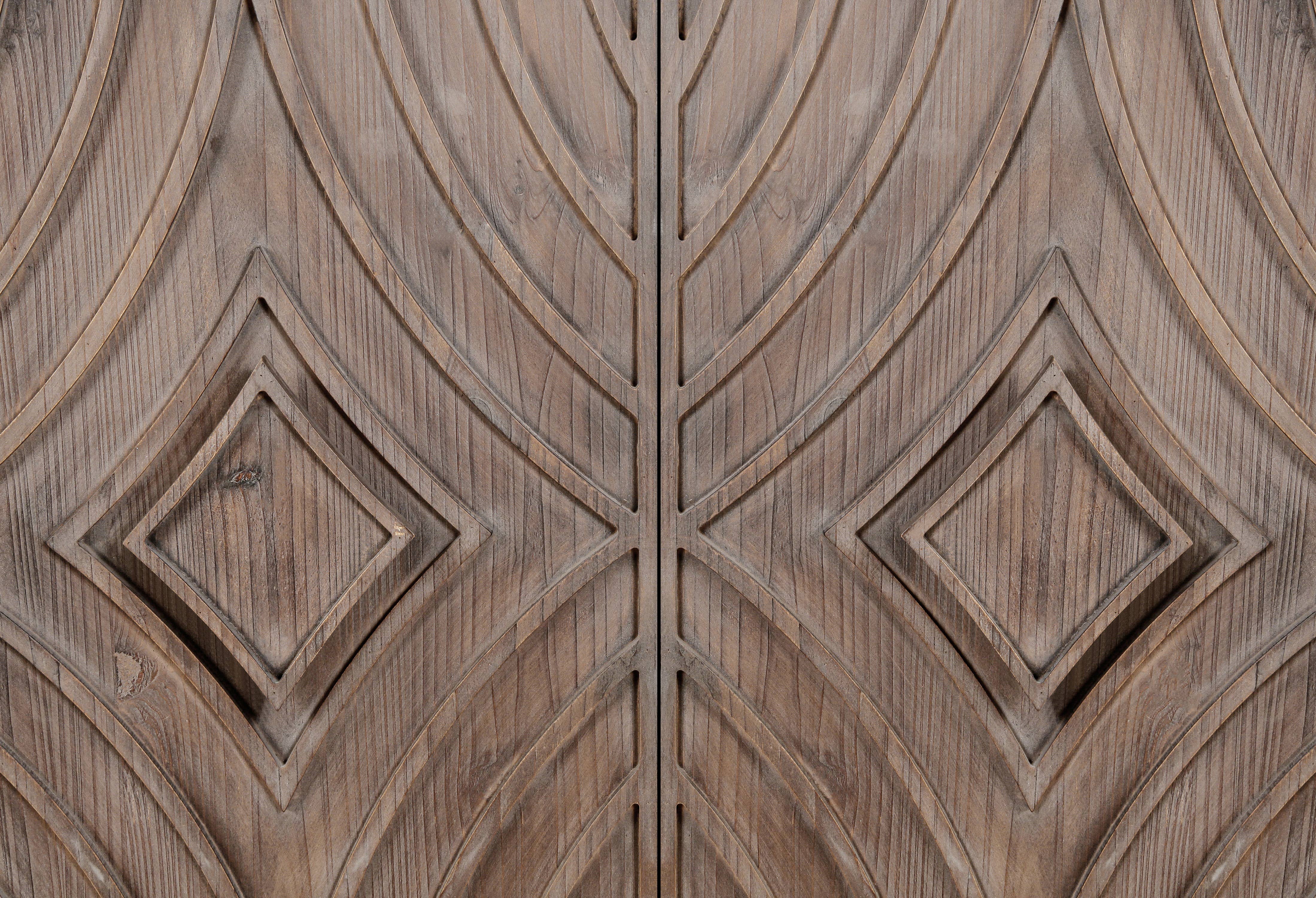 Antique Brown Mid Century Sideboard with Wood Legs, 4 Doors, 2 Shelves for wholesale on Faire8