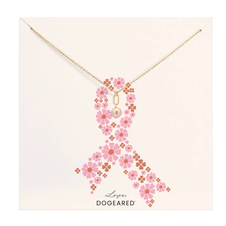 Breast Cancer Awareness pink pearl drop necklace for wholesale by Dogeared