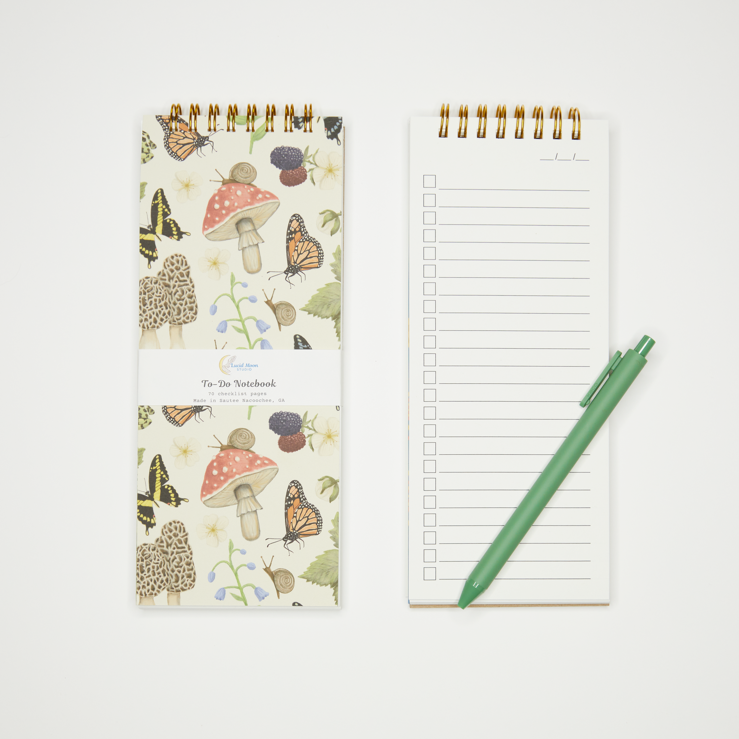 Lucid Moon Studio, LLC – Engroshandel Notesbog – Natur Finder Top Spiral To-Do Liste Tjekliste Notesbog1