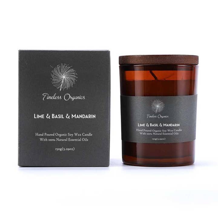 Vela atemporal - Lima+albahaca + mandarina para venta al por mayor de Timeless Organics Skin Care