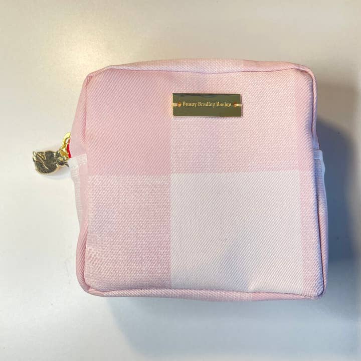 Marin Small Cosmetic Bag - Pretty in Pink Gingham for wholesale by Bunny Bradley Designs