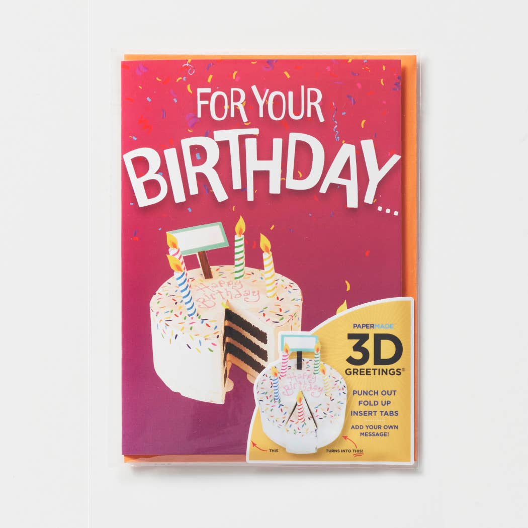 PaperMade - Wholesale Birthday Card - For Your Birthday – 3D Birthday Cake Greeting Card - SO FUN!2