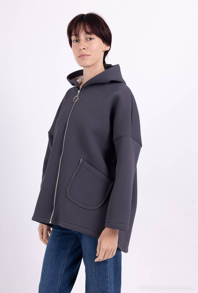 L'Emotion - Wholesale Hoodie - Women's - Neoprene Embossed Material Zip-Up Hoodie18