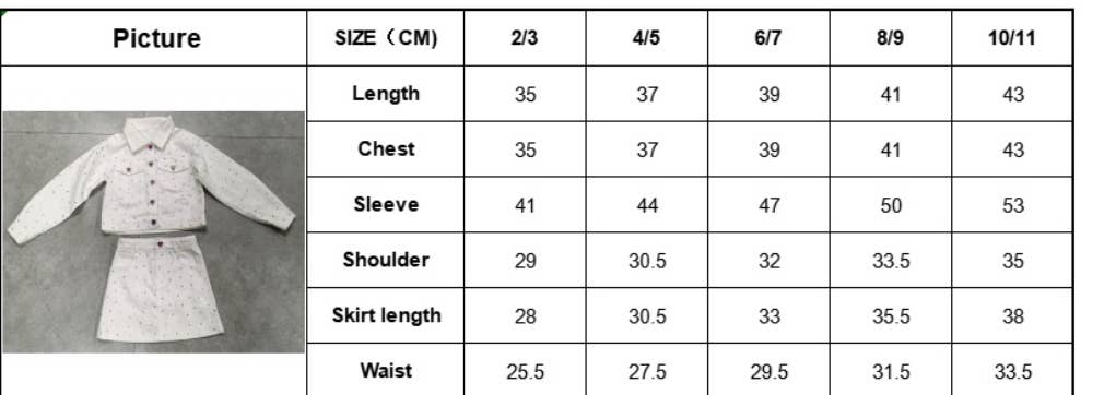 Ellie and Mila - Vente Ensemble haut et jupe – enfant - Ensemble Gemmes en Denim Blanc - Veste et Jupe tendance12