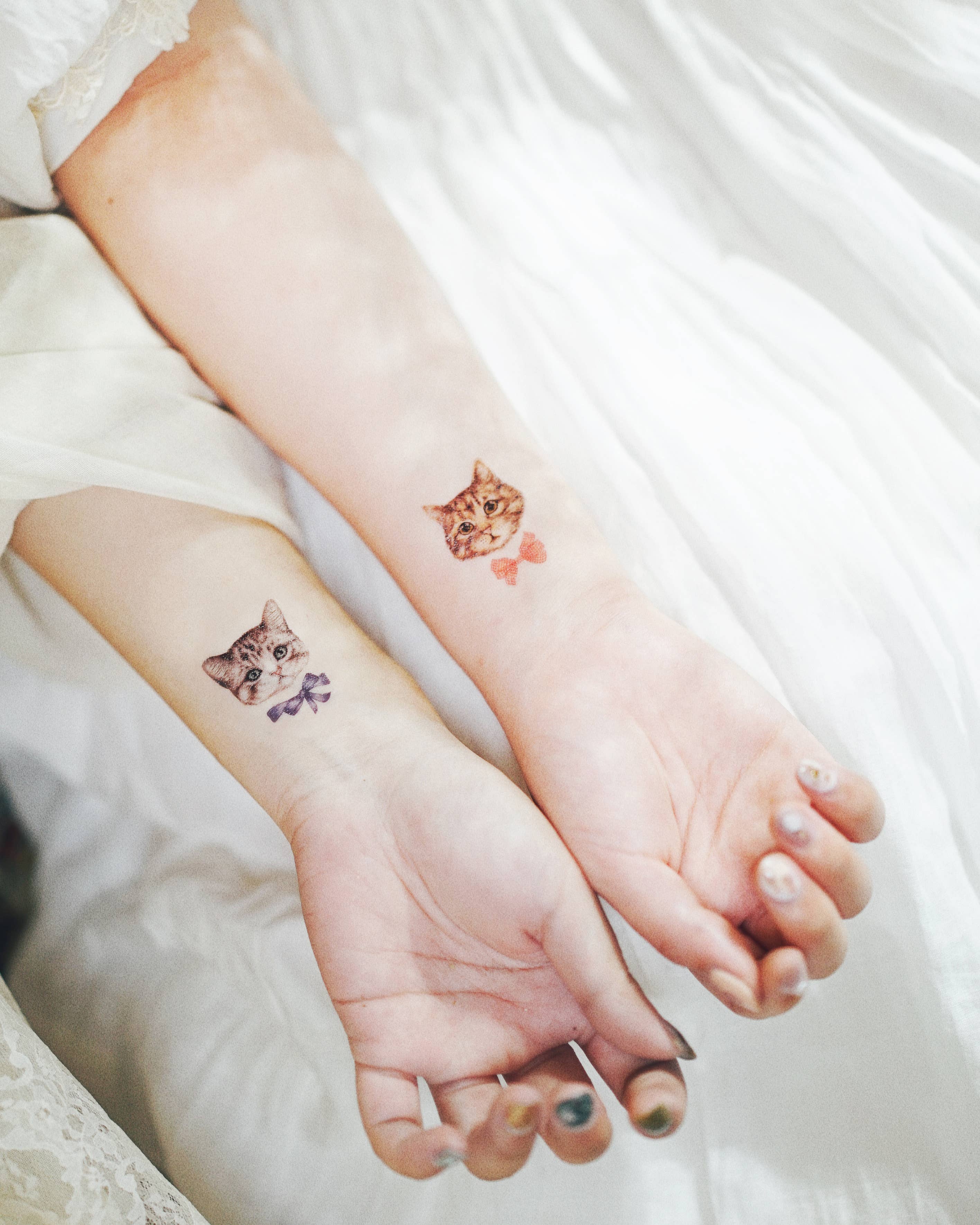 PAPERSELF – Großhandel Temporäre Tattoos – Kätzchen mit Schleifen Temporäre Tattoo-Aufkleber4