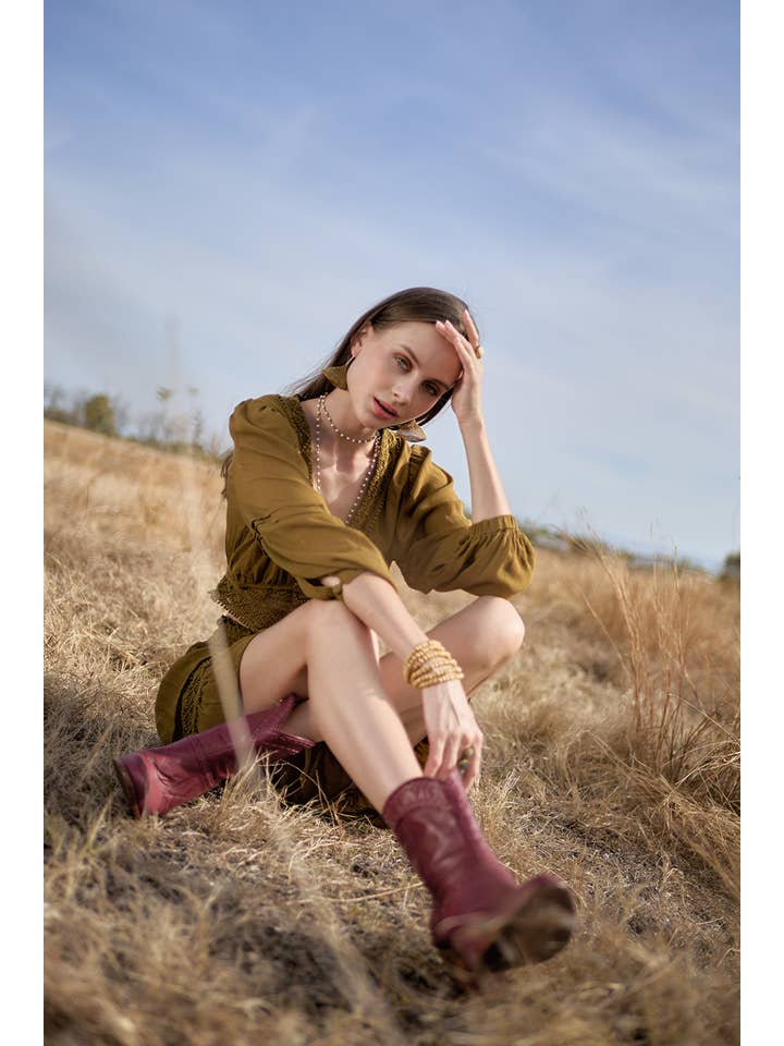 Vivianne Boots - Maroon for wholesale on Faire