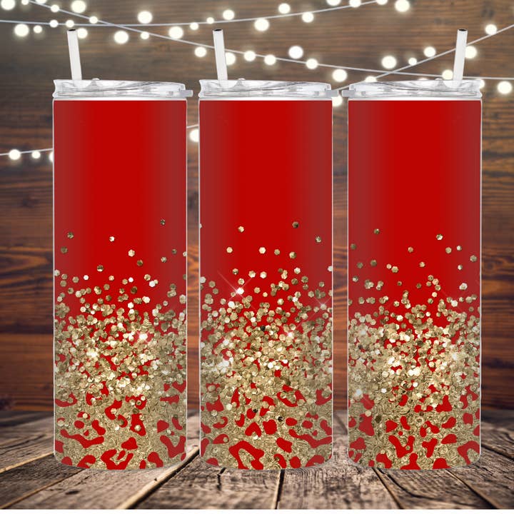 Red Cheetah & Gold Glitter for wholesale by Kazali Creations