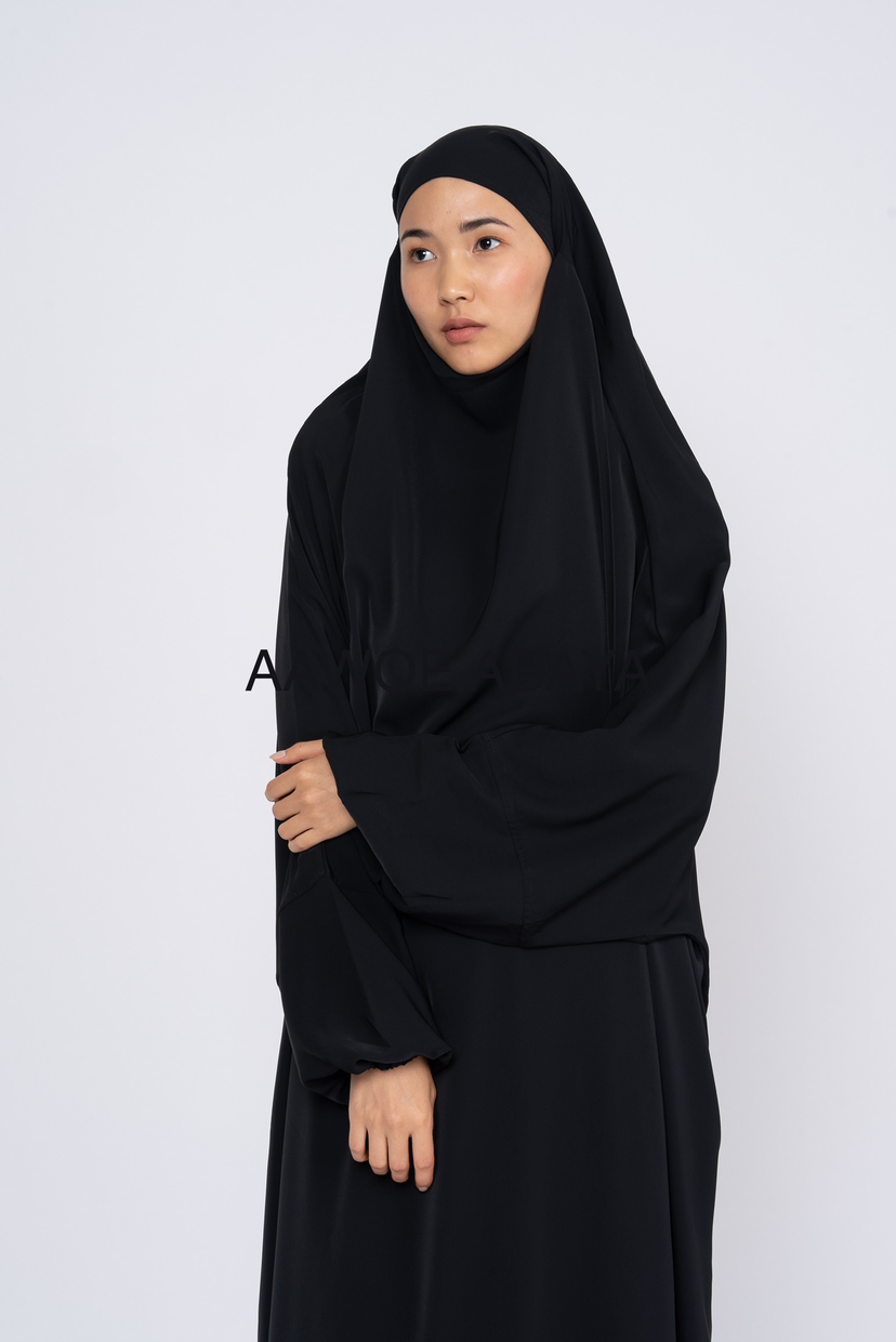 Aawoe Abaya - Wholesale Kaftan - Women's - Long Medina silk jilbab with puff sleeves - 23051