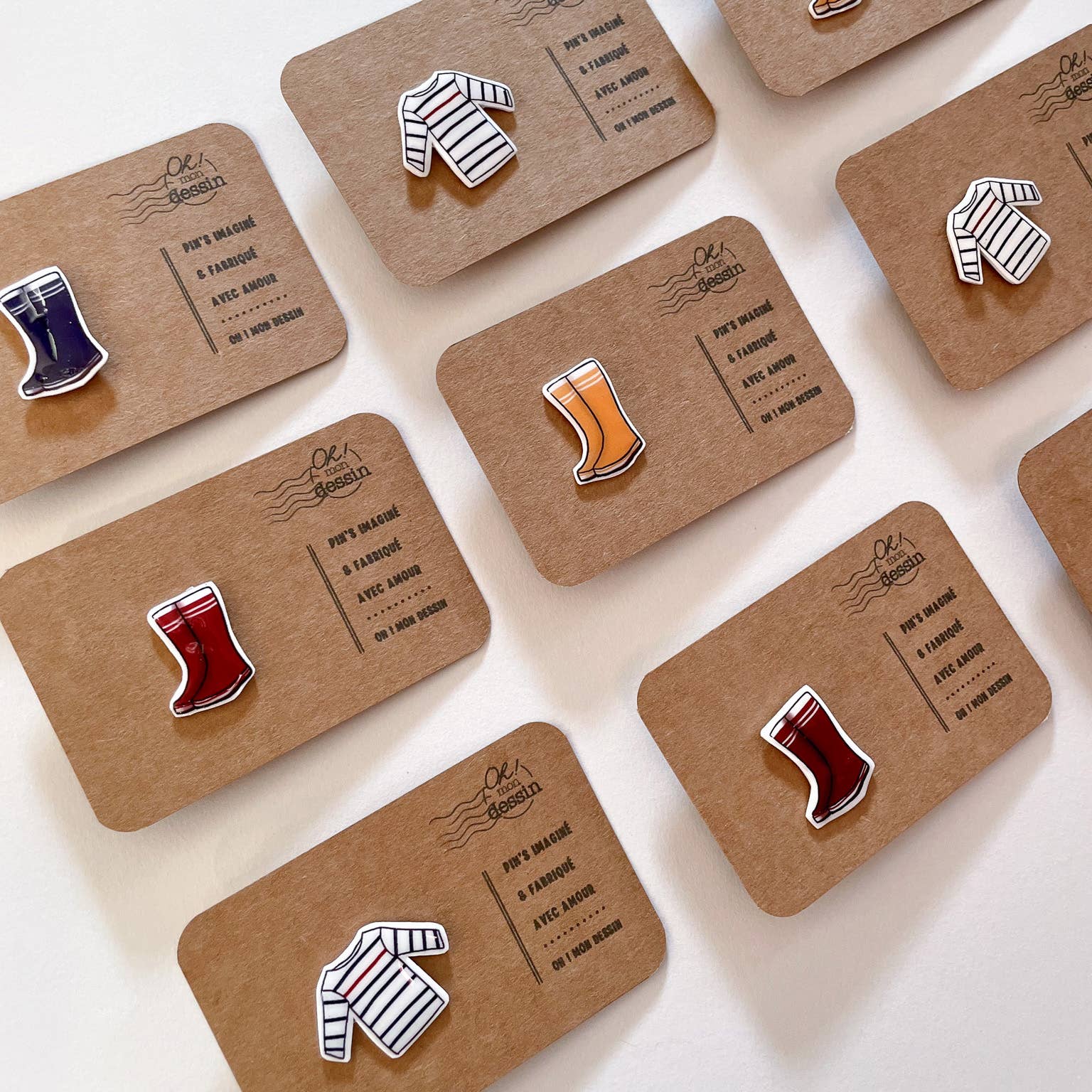 Oh ! Mon Dessin - Wholesale Lapel Pin/Button - Rubber Boots Pins Brittany (Set of 3 pins)1