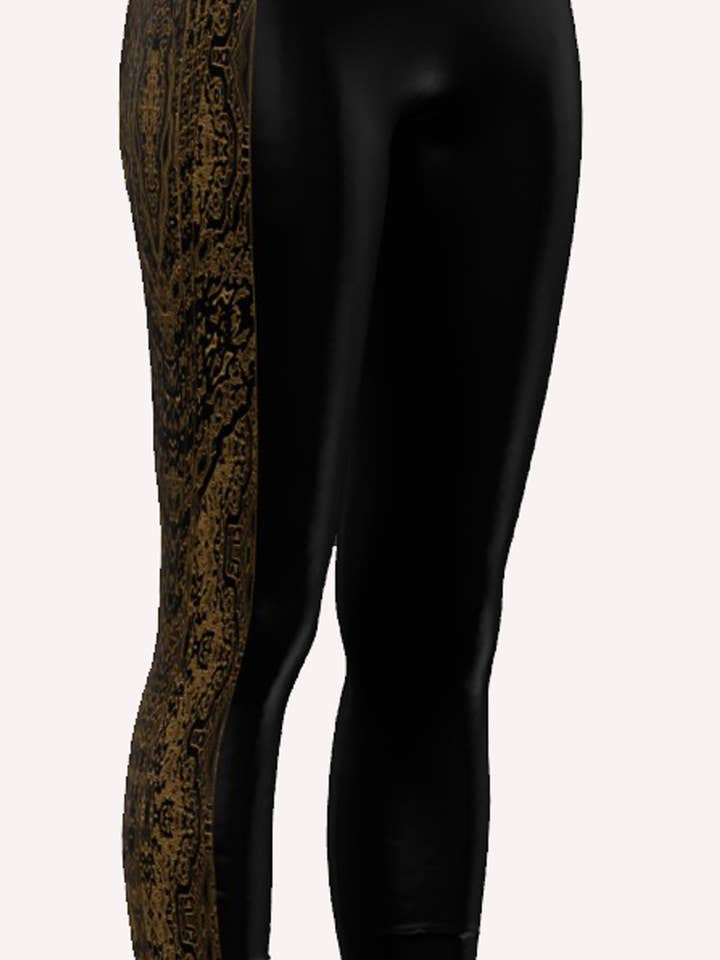 The Warrior Sort & Guld Single Stripes Leggings for engroshandel hos Miramaya