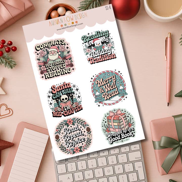 Auburn Row Design - Wholesale Sticker - Bookish Christmas Sticker Sheet2