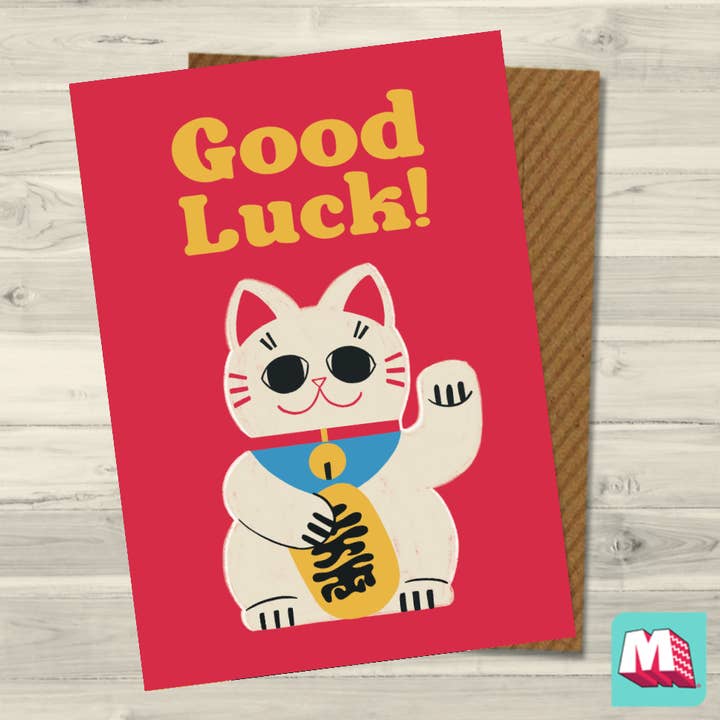 Good Luck, Lucky Cat Greeting Card for wholesale by Maktus