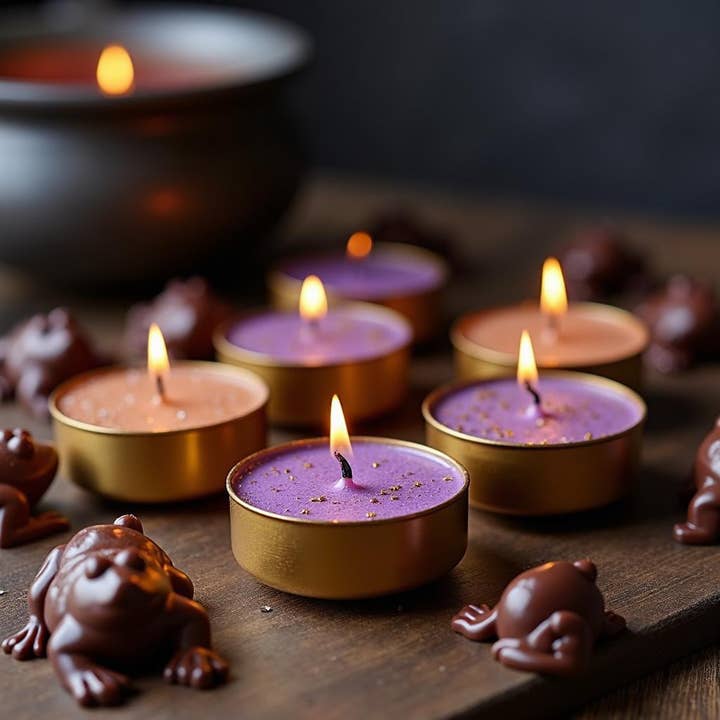 6 Bougies en forme de Grenouille en Chocolat 120g/4,23oz pour la vente par House Of Potion Magic