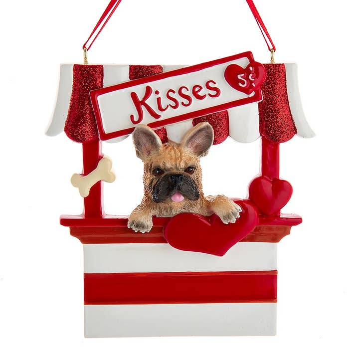 Kurt S. Adler, Inc. - Wholesale Ornament - French Bulldog Kissing Booth Orn For Personalization