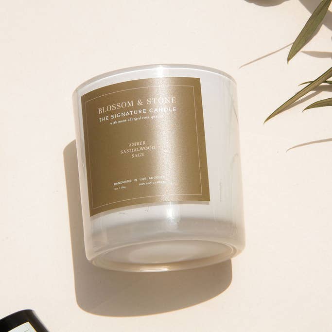 The Signature Rose Quartz Candle for wholesale by Blossom & Stone